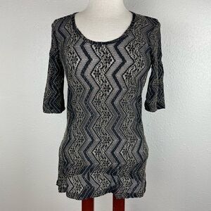 BKE Boutique Black Mesh Short Sleeve Dress Top Size M EUC